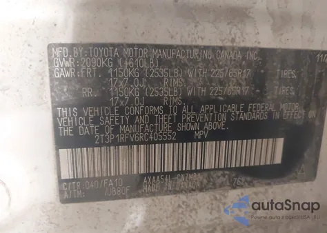 2024 Toyota Rav4 Xle из США, поврежденный, VIN 2T3P1RFV6RC405552